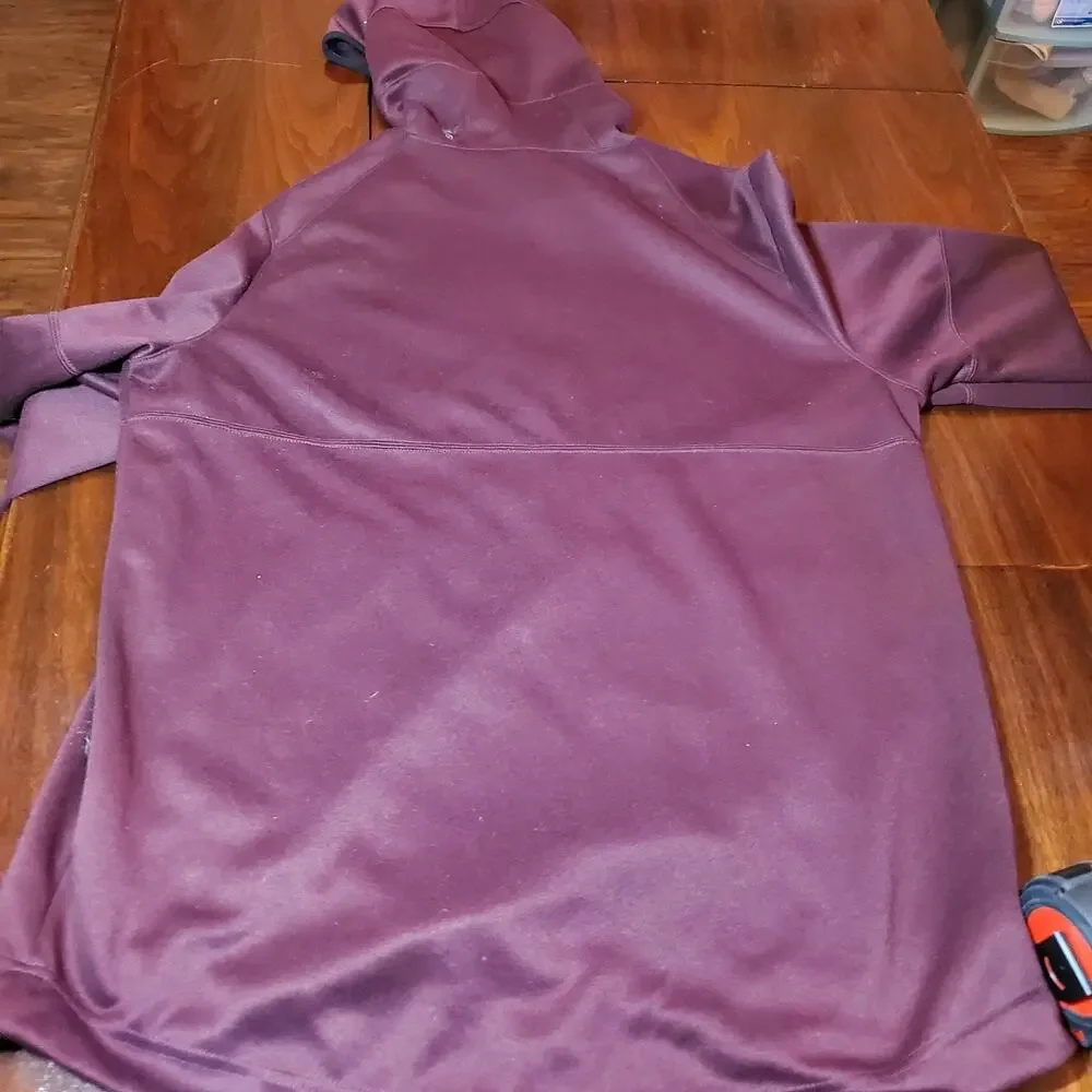 Nike Men's Hoodie Pullover Burgundy Maroon Sweatshirt Black Swoosh Size Large L
